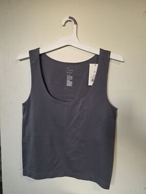 Everyday Scoop Neck Tank Top - Gray A New Day Cropped XL